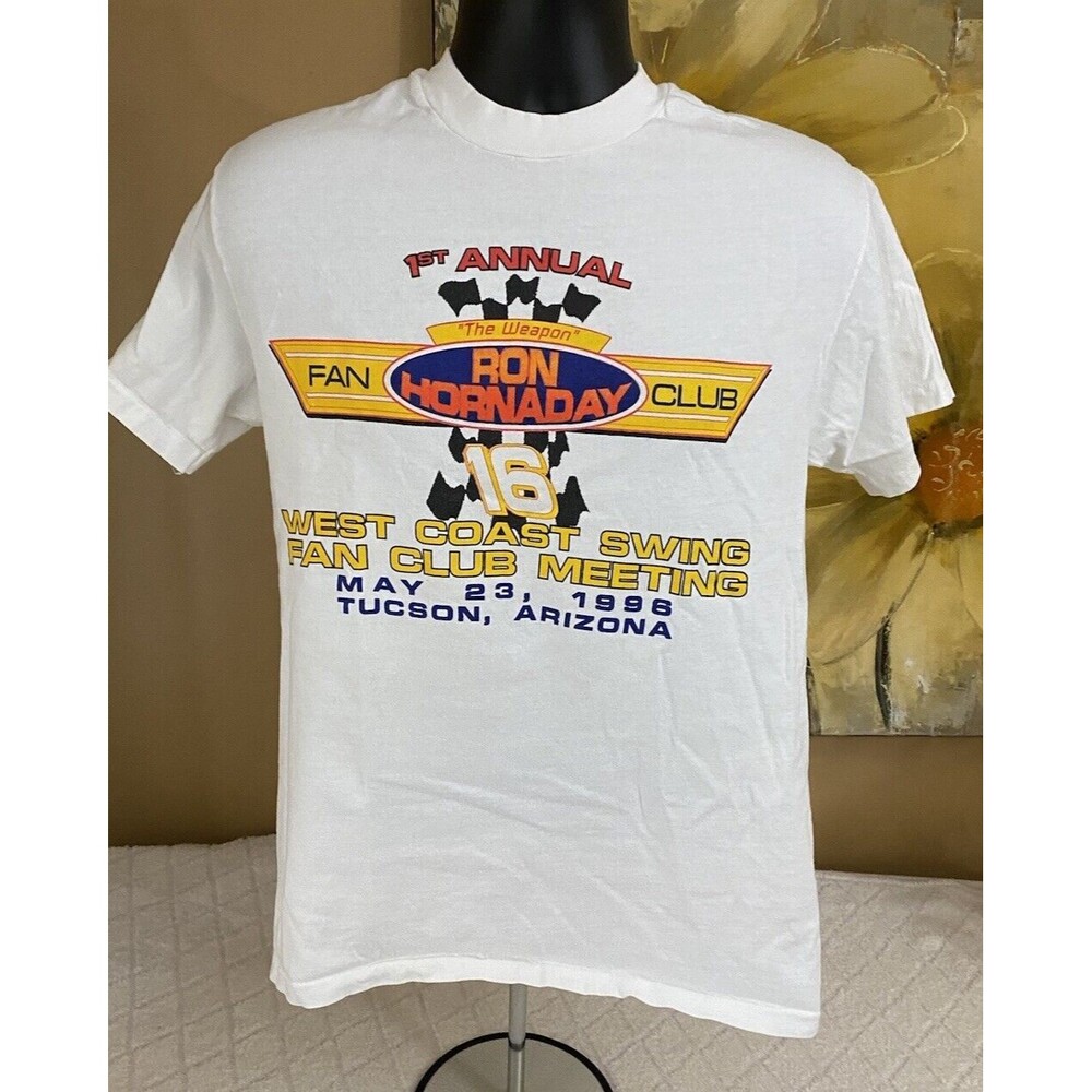 Vintage 96 Ron Hornaday Fan Club Meeting USA Made Single Stitch 2sided Tee Sz M